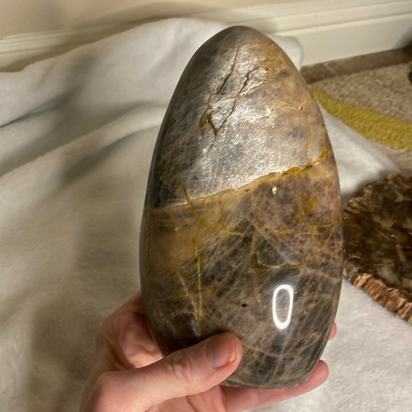 ✨ 3.4lbs (!) Large Black Moonstone FreeformSmoky + Peach FlashFeldspar ✨